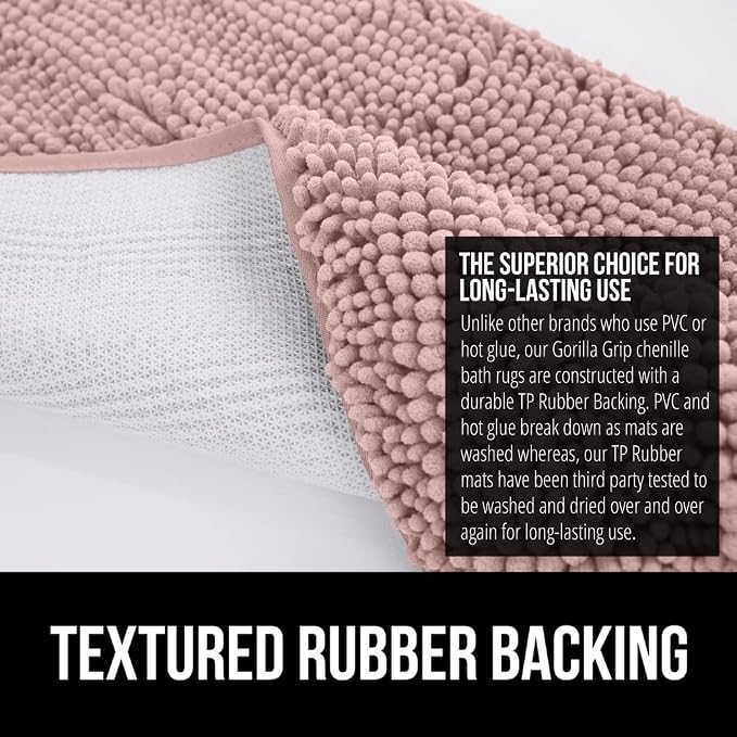 GORILLA GRIP Bath Rug Mat 30x20, Soft Absorbent Chenille, Quick Dry Microfiber - Image 5
