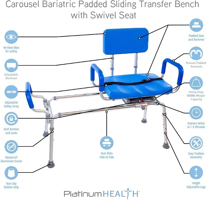 Carousel Sliding Shower Chair Tub Transfer Bench - Image 3
