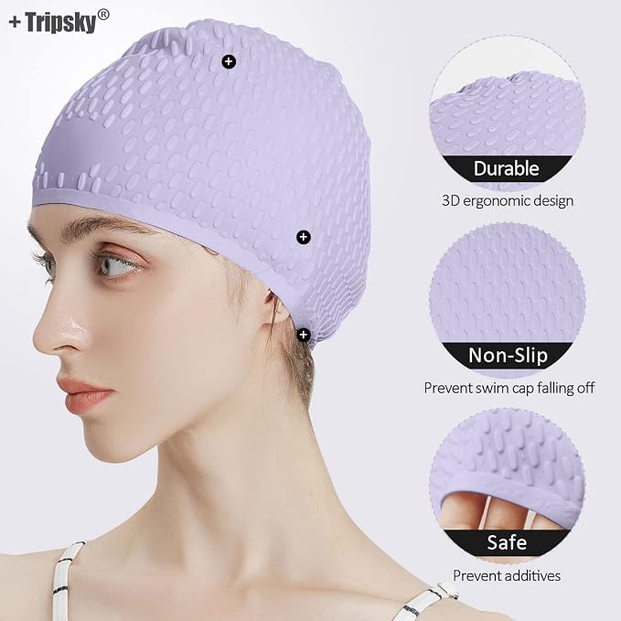 Tripsky Silicone Swim Cap, Comfortable Bathing Cap Ideal - Image 2