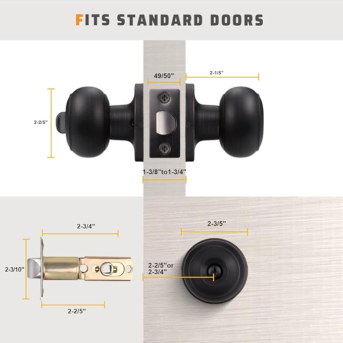 KNOBWELL 8 Pack Oil Rubbed Bronze Door Knobs - Image 5