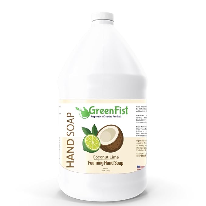 GreenFist Foaming Hand Soap Refills Coconut Lime Scent Jug Foam Refill Made in by GreenFist