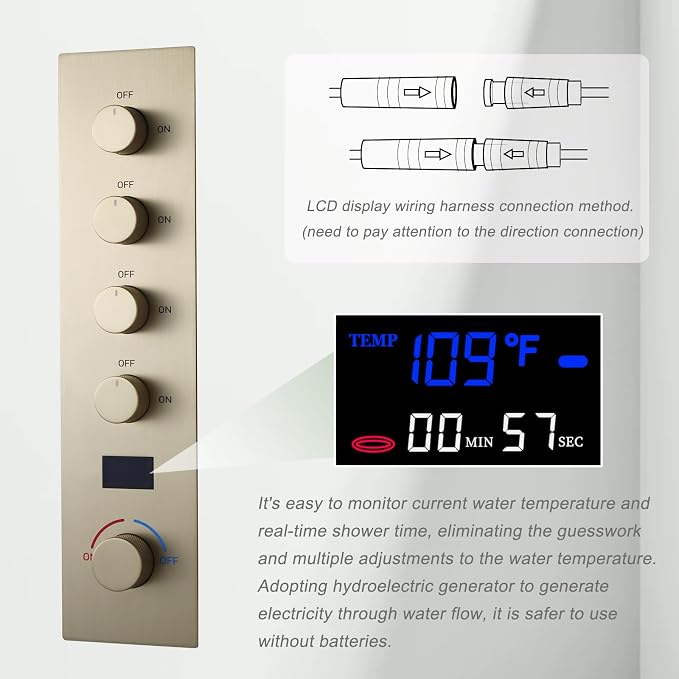 Brushed Gold Digital Display Shower System - Image 4