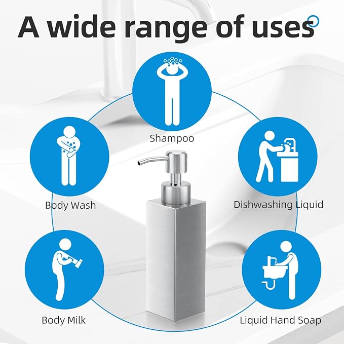 Soap Dispenser with Rust Proof Stainless Steel Pump Refillable - Image 5