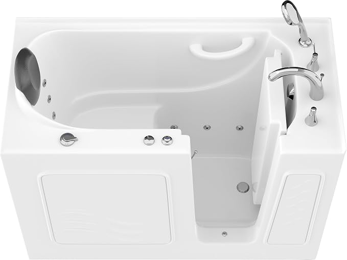 ANZZI Walk-In Bathtub Whirlpool 26" x 53" Acrylic White Right Drain 15 Jets by ANZZI