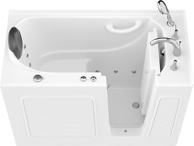 ANZZI Walk-In Bathtub Whirlpool 26" x 53" Acrylic White Right Drain 15 Jets - Image 10
