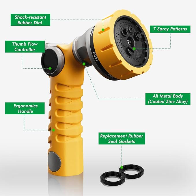 RESTMO Heavy Duty Hose Nozzle, Metal Garden Water Hose Sprayer - Image 2
