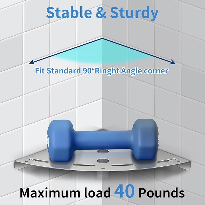 XIHLZYEH Corner Shower Shelves, 2 Pack 304 Stainless Steel Shower Shelf - Image 8