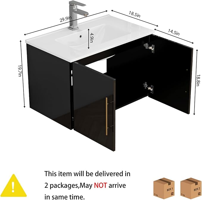 30" Wall Mounted Bathroom Vanity - Image 2