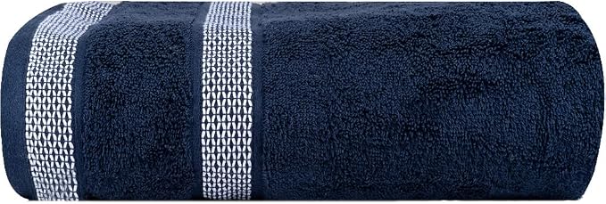 CASA COPENHAGEN Solitaire Mix 6 Pieces Towel Set- Navy + White, 600 GSM 2Bath - Image 3