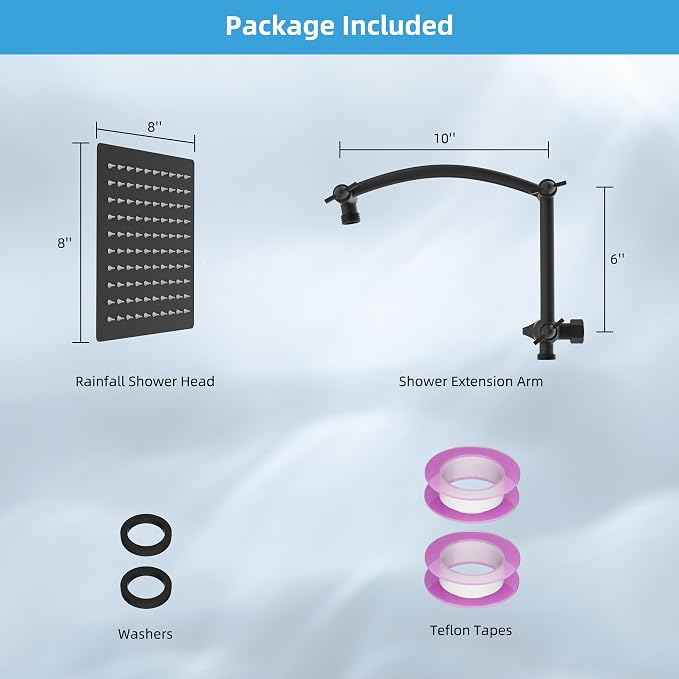 Hibbent All Metal Rain Shower Head, Solid Brass Adjustable Shower Arm Extender - Image 6