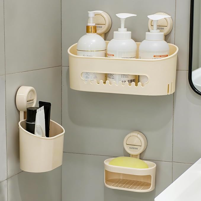 suntree Shower Caddy with Strong Suction Cups, No Drill Bathroom Shelf Organizer by suntree