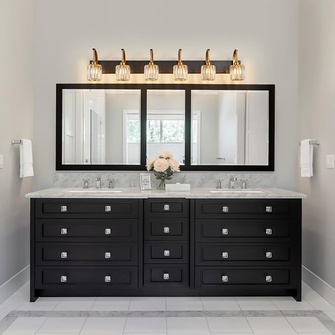 6-Light Crystal Vanity Light, 51.18" Long Over Mirror Lighting - Image 7