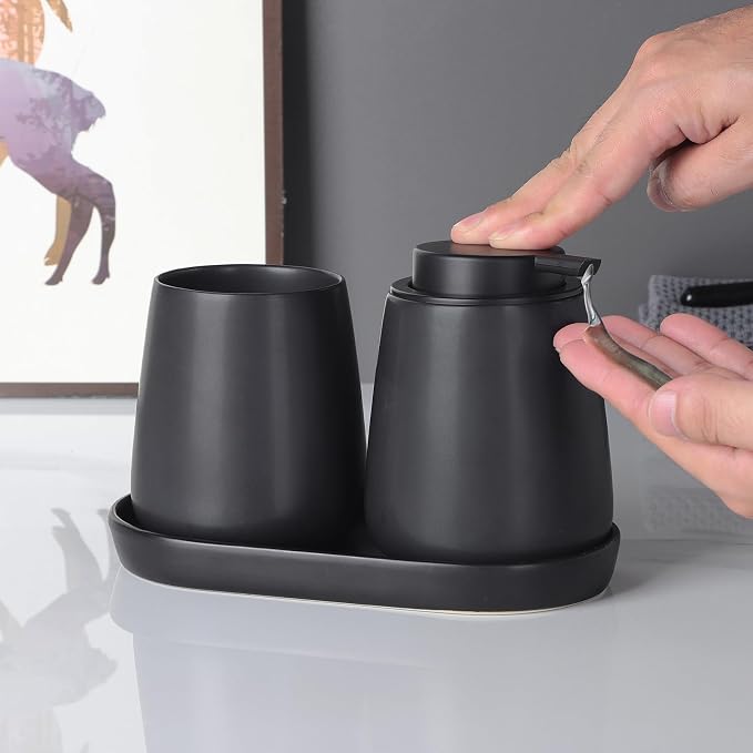 2 Pack Matte Black Round Soap Dispenser Tray - Image 7