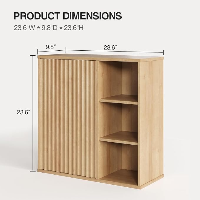 Fluted Bathroom Wall Cabinet, Small Medicine Wall Cabinet - Image 2