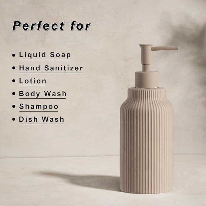 Modern Ceramic Soap Dispenser for Bathroom，14oz Ceramic Soft Touch Hand Lotion - Image 5