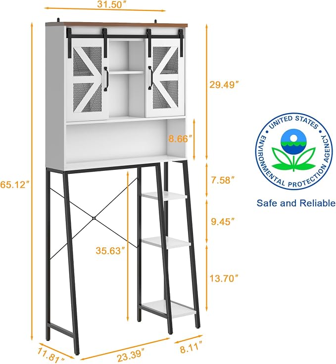 Vabches Over The Toilet Storage Cabinet, Farmhouse Storage Cabinet Over Toilet - Image 2