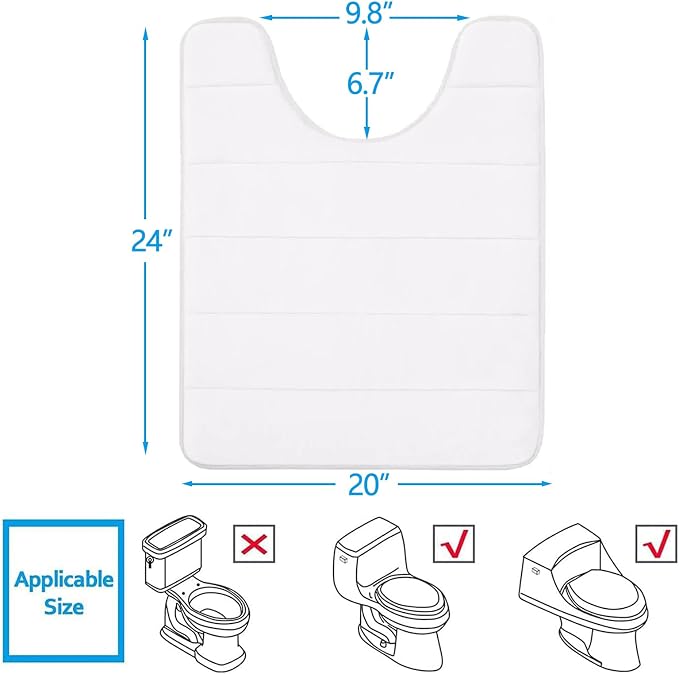 Buganda Memory Foam U-Shaped Contour Toilet Rugs, Non Slip Absorbent, Thick - Image 2