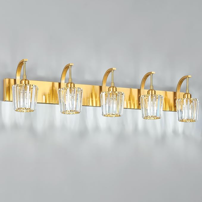 Modern Bathroom Vanity Light, 5-Light Gold Wall Sconce - Image 8