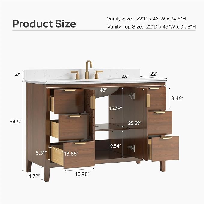48 Inch Walnut Bathroom Vanity - Image 2
