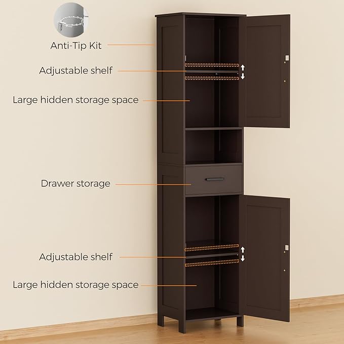 Homhedy 67" H Tall Bathroom Storage Cabinet - Image 4