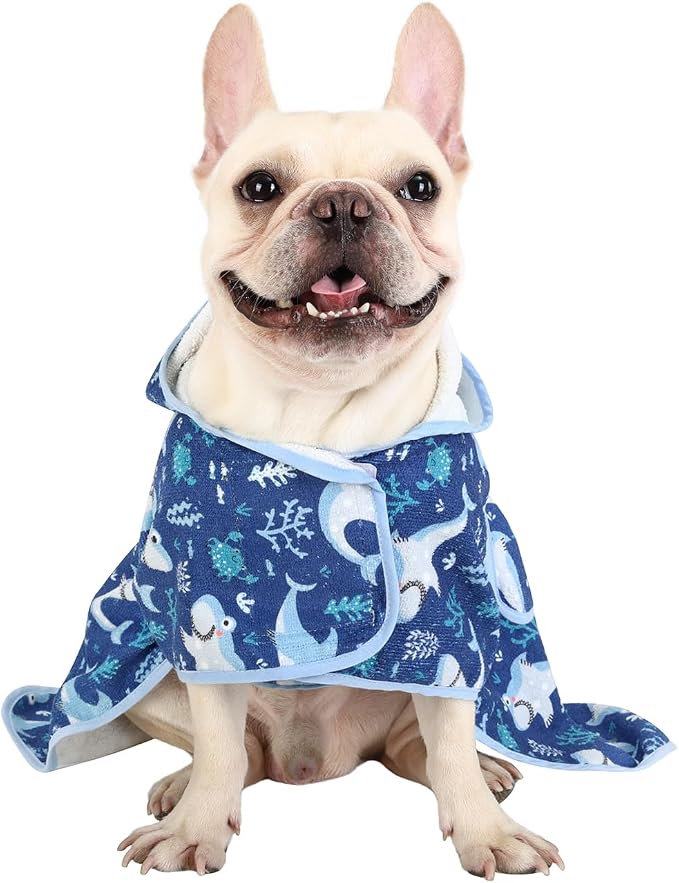 HDE Dog Bathrobe Super Absorbent Quick Drying Puppy Towel Wrap Coat Adjustable - Image 4
