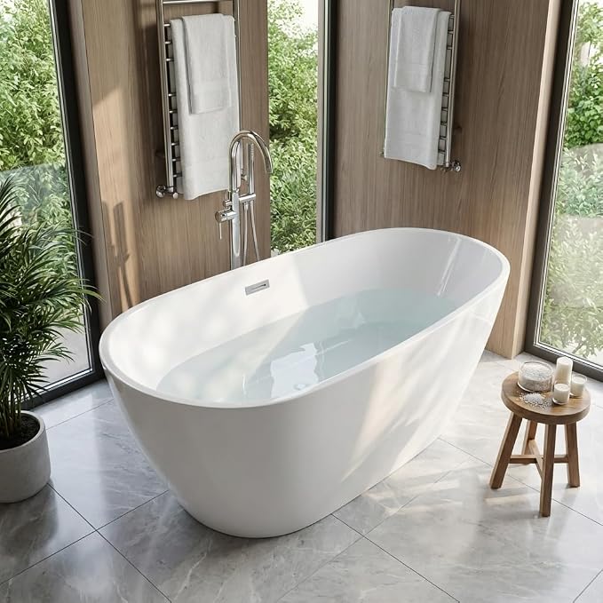 67 Inch Acrylic Freestanding Bathtub, Acrylic Soaking Bathtub - Image 5