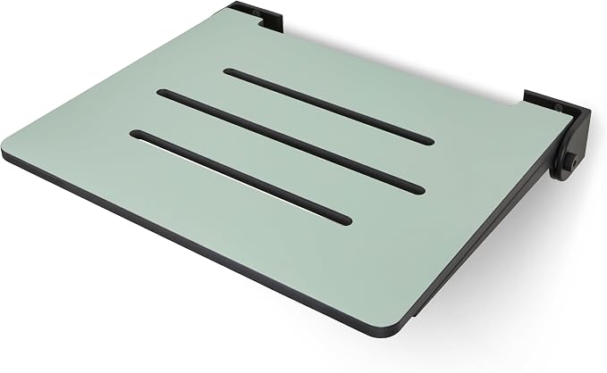 18 inch Silhouette Slimline Folding Wall Mount Shower Bench Seat, Sea Green Seat - Image 10