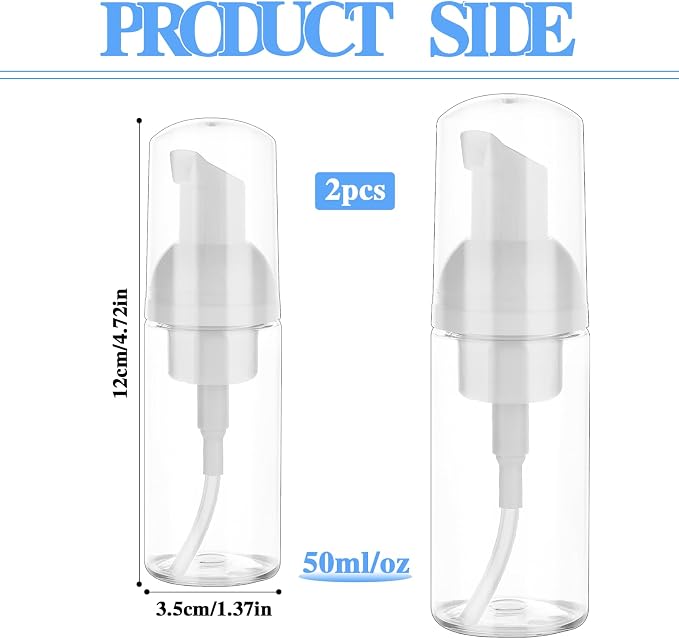 2 Pack Foam Pump Bottle Travel Small Size Mousse Foam Soap Dispenser Mini Empty - Image 7
