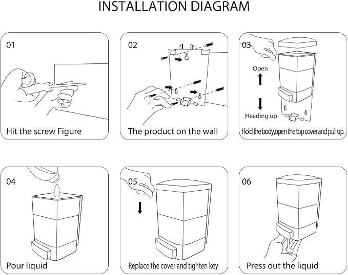 Manual Soap Dispenser Kitchen Bathroom 33.8oz/1000ml Wall Mounted Hand - Image 8