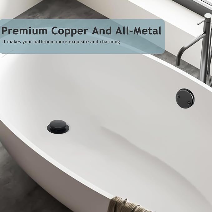 Tip-Toe Bathtub Drain Kit with Two-Hole Overflow Plate, Universal Fine/Coarse - Image 2