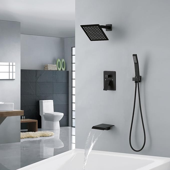 JOYWELL Bathtub Shower System Matte Black - Image 2