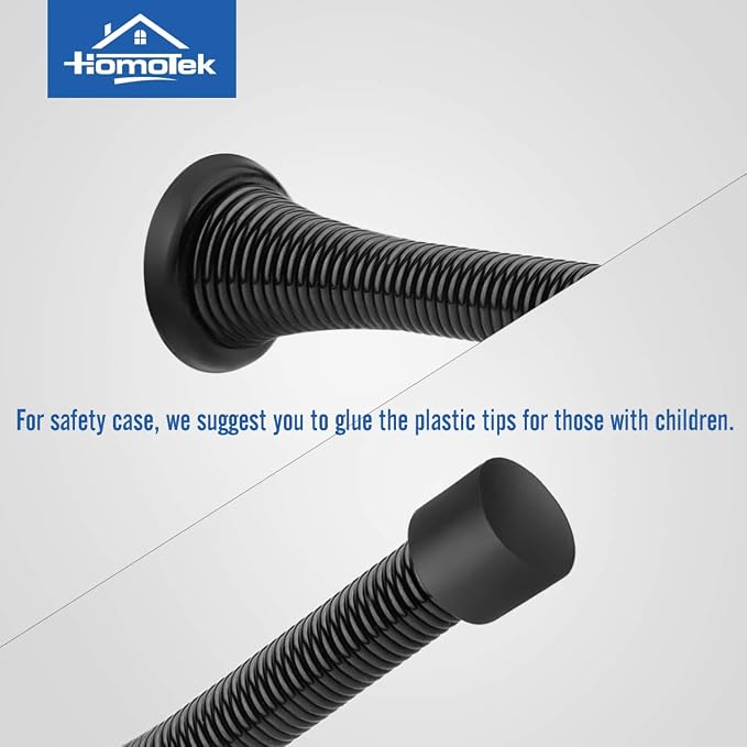 HOMOTEK 12 Pack Black Spring Door Stops, 3-1/8" Heavy Duty - Image 4