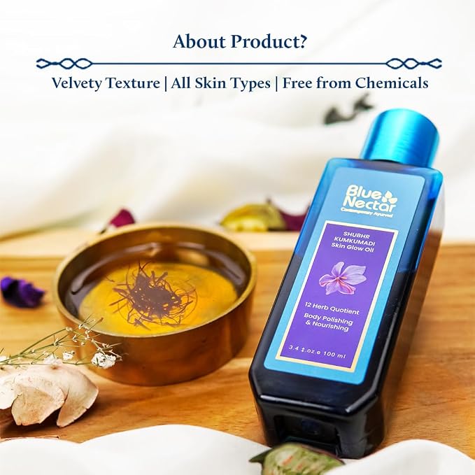 Blue Nectar Kumkumadi Body Oil for Glowing Skin | Moisturizing Oil for Dry Skin - Image 6