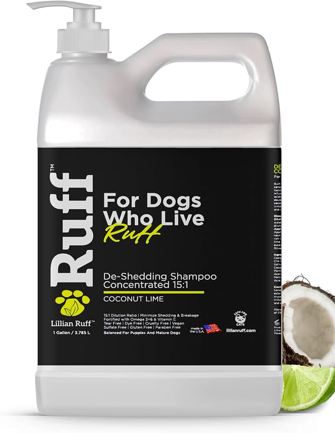 Ruff by Lillian Ruff 15:1 Concentrated Deshedding Dog Shampoo – Extra-Strength by LillianRuff