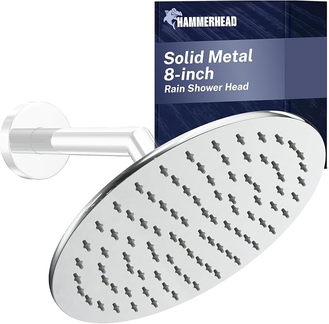 HammerHead Showers® Solid Metal 8 Inch Rainfall Shower Head – CHROME by HammerHeadShowers