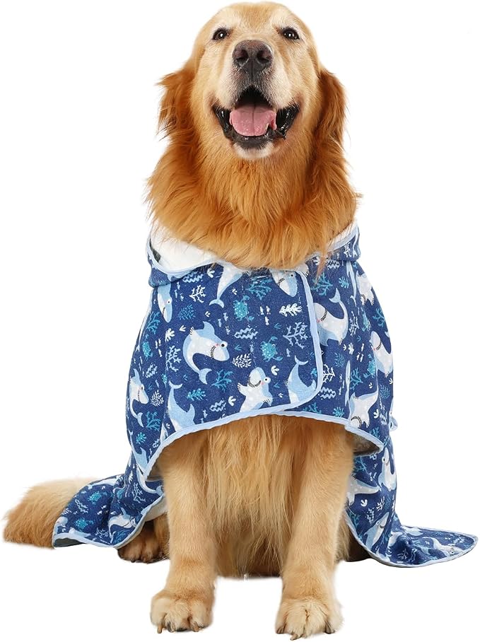 HDE Dog Bathrobe Super Absorbent Quick Drying Puppy Towel Wrap Coat Adjustable - Image 4