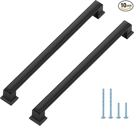 Ravinte Hardware 10 Pack Matte Black Cabinet Pulls, 8 Inch Hole Center Zinc by RavinteHardware