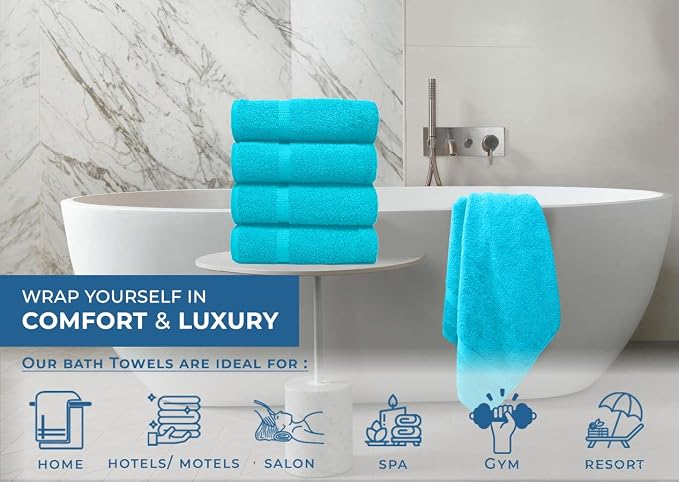 DAN RIVER Bath Towels Set of 4, 27 x 54 Inches, 100% Cotton, Larger & Lighter - Image 5