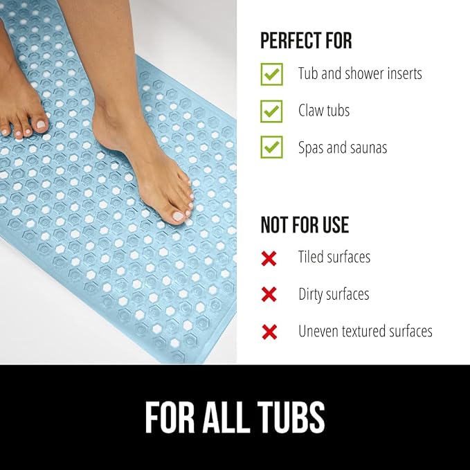 GORILLA GRIP Patented Bath Tub Shower Mat, Machine Washable Bathtub Floor Liner - Image 6