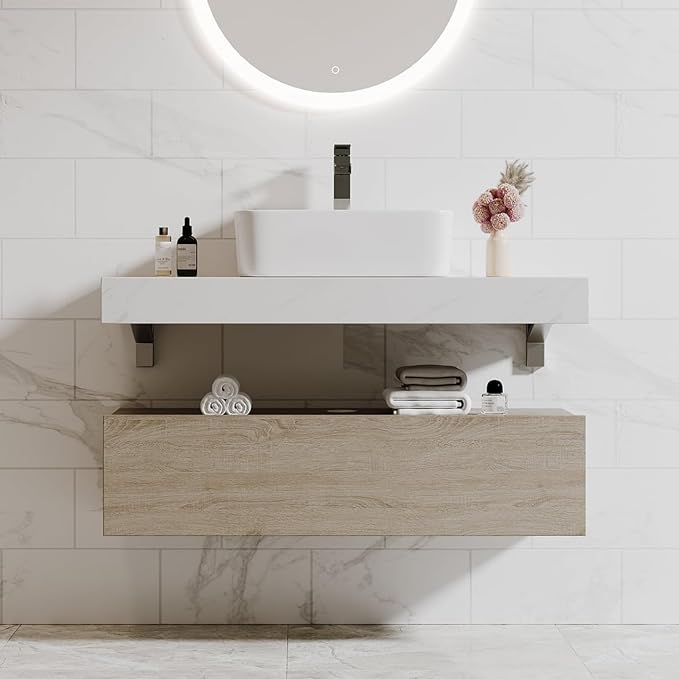 40" Floating Bathroom Vanity, Wall-Mounted Storage Cabinet Single Piece Set by COGITIL