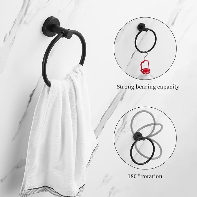 Bathroom Hardware Set Matte Black, 10 Pieces Bathroom Accessories Set Includes - Image 5