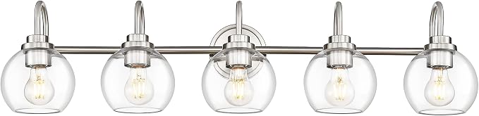 Bathroom Light Fixtures, 5-Light Brushed Nickel Vanity Lights Over Mirror by Audickic