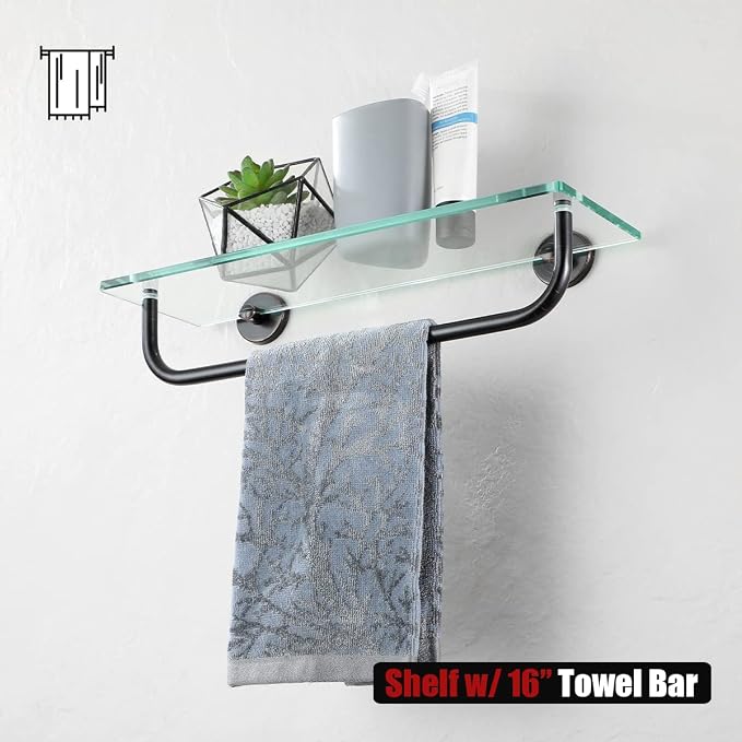 JQK Bathroom Glass Shelf Bronze, Shelf - Image 5