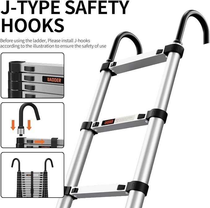Telescoping Ladder, 10.5FT Aluminum Multi-Purpose Collapsible Ladder - Image 3
