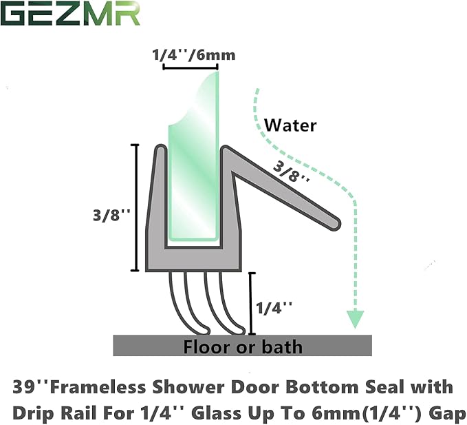 2-Pack Ultra Clear Shower Door Bottom Seal Frameless Glass Shower Door Seal - Image 2