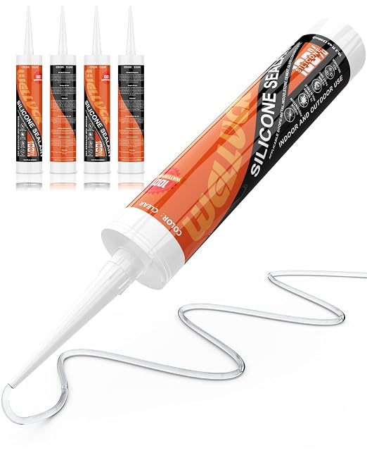 WELLUCK Clear Silicone Caulk, 100% Waterproof Silicone Sealant Adhesive Caulking by WELLUCK