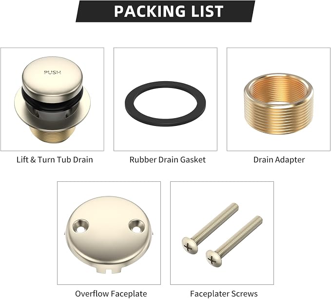 All Metal Tip-Toe Bathtub Drain Kit - Image 5