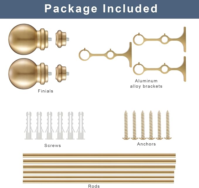 Double Curtain Rod, Adjustable 1 inch Double Drapery Rod Rods - Image 5