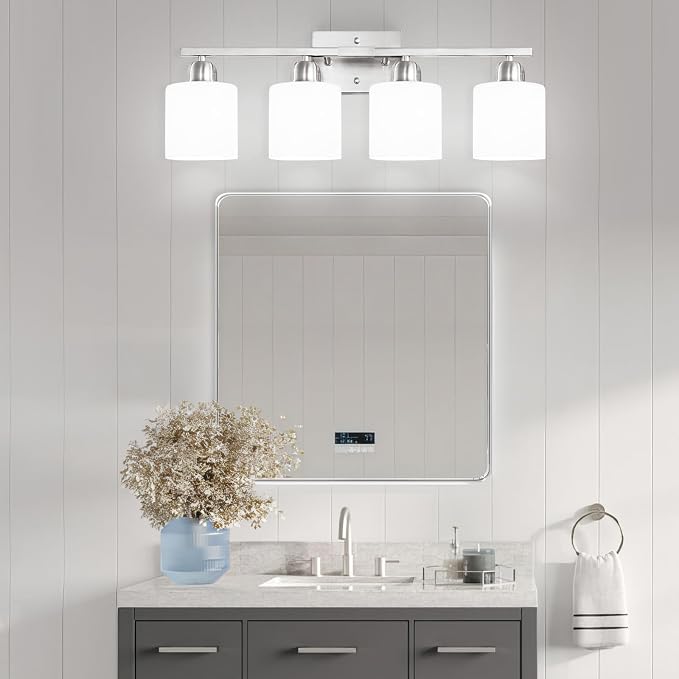 4 Light Bathroom Light Fixtures, Brushed Nickel Vanity Lights - Image 7