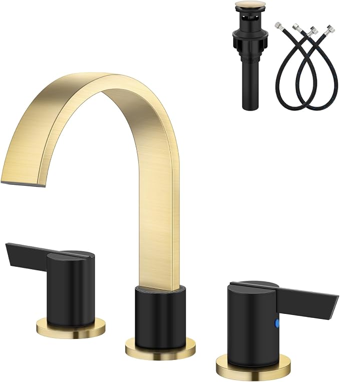 Aolemi Bathroom Faucets 3 Hole, 8 Inch Widespread Waterfall Bathroom Sink Faucet by Aolemi
